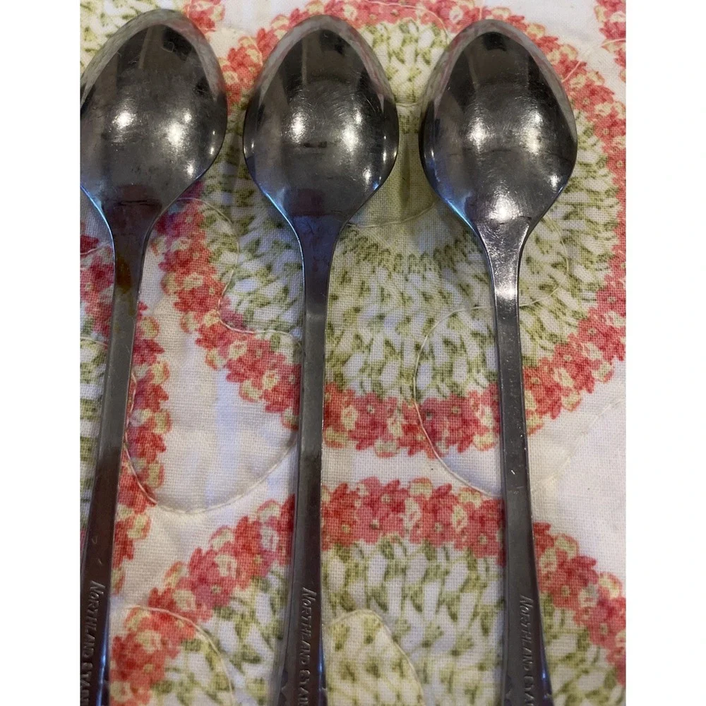 Northland Oneida Love Story Stainless Flatware Ice Tea Spoons Spoon Lot Of 7 VTG